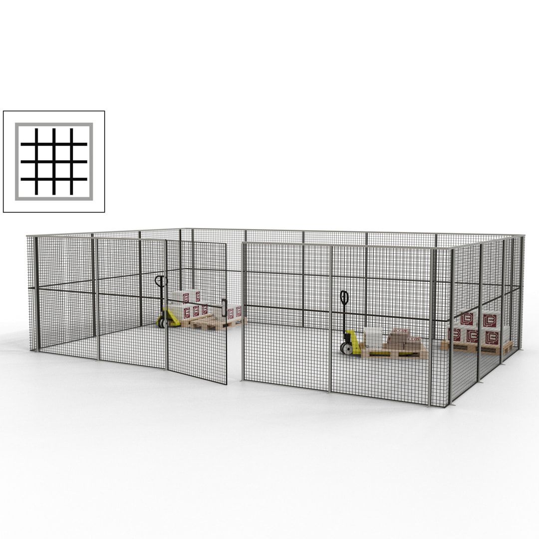 Maschinen Schutzgitter - Hallentrennwand - Sicherheitszaun - Tür - 22 m - 2.200 x 7.900 x 4.900 mm (HxBxT) - enzianblau