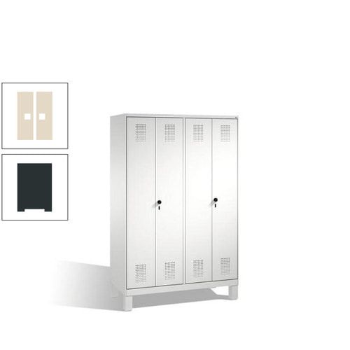 Doppel-Spind, Doppeltüren, Garderobenschrank mit Füßen, 4 Abteile a 300 mm, Korpus anthrazitgrau, Tür anthrazitgrau, 1.850 x 1.200 x 500 mm (HxBxT)