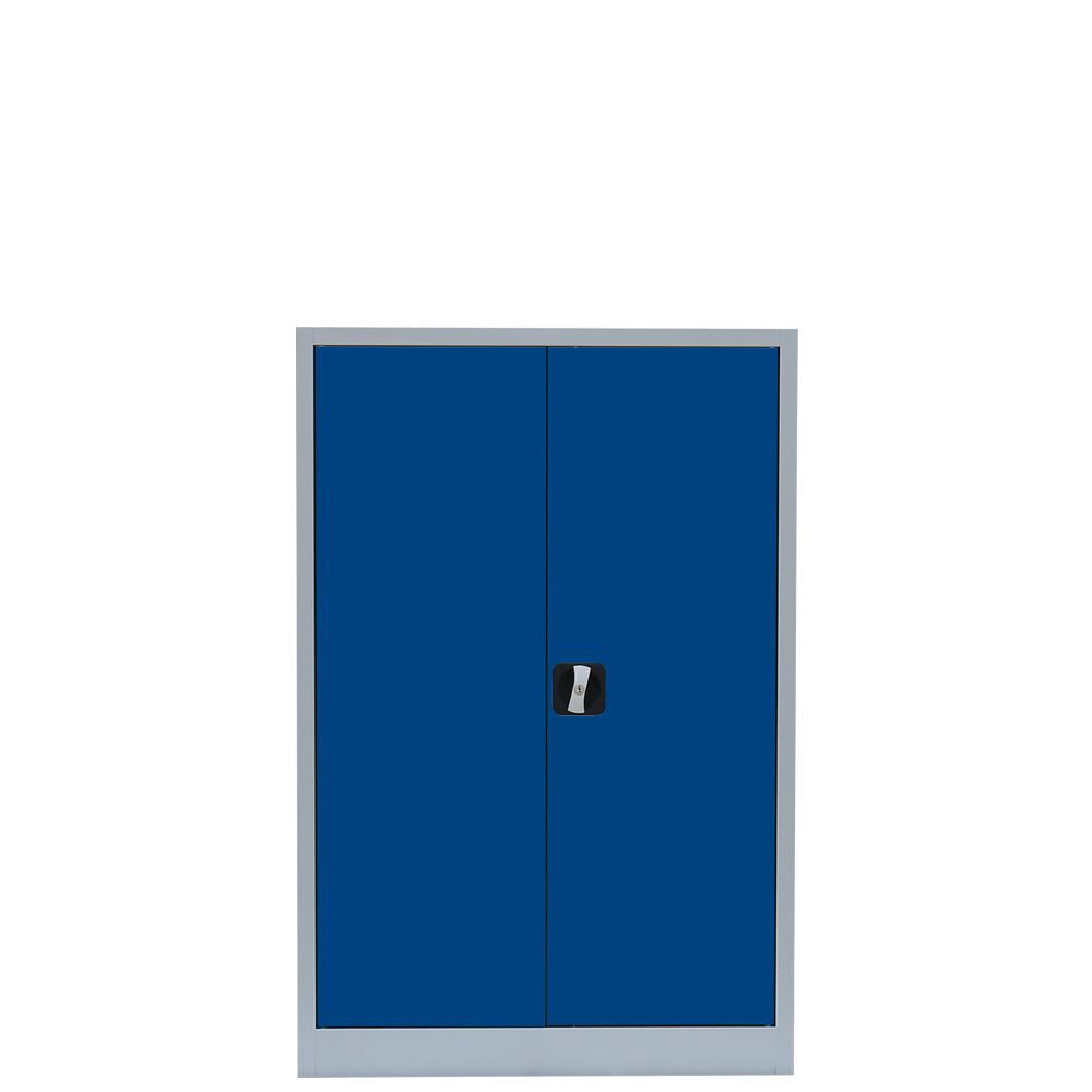 Aktenschrank, Büroschrank, abschließbar, Flügeltüren, 2 Fachböden, 1.200 x 925 x 422 mm (HxBxT), Stahl, Korpus und Türen in lichtgrau