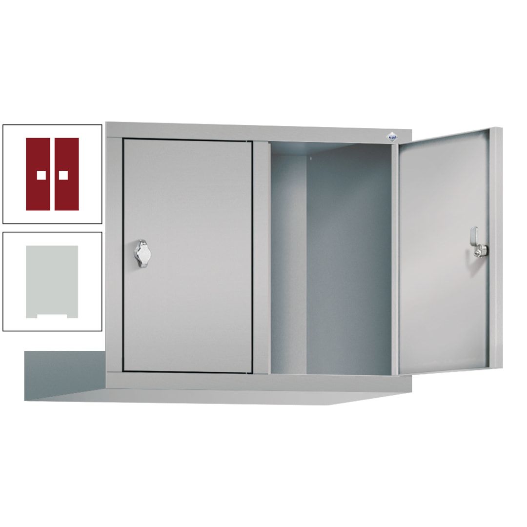Aufsatzschrank für Spinde und Schließfachschränke, 2 Abteile, Korpus anthrazitgrau, Türen anthrazitgrau, 500 x 610 x 500 mm (HxBxT), Stahlschrank