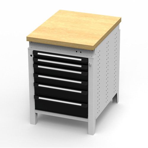 OTTOKIND Werkbank - Arbeitsplatte bündig - 850 x 605 x 750 mm (HxBxT) - 6 Schubladen - lichtgrau