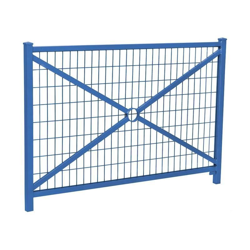 Geländer Kreuz und Gitter - 1.026 x 1.470 mm - Pfosten mit Pyramidenkappe - Farbe enzianblau - Außengeländer Systemgeländer