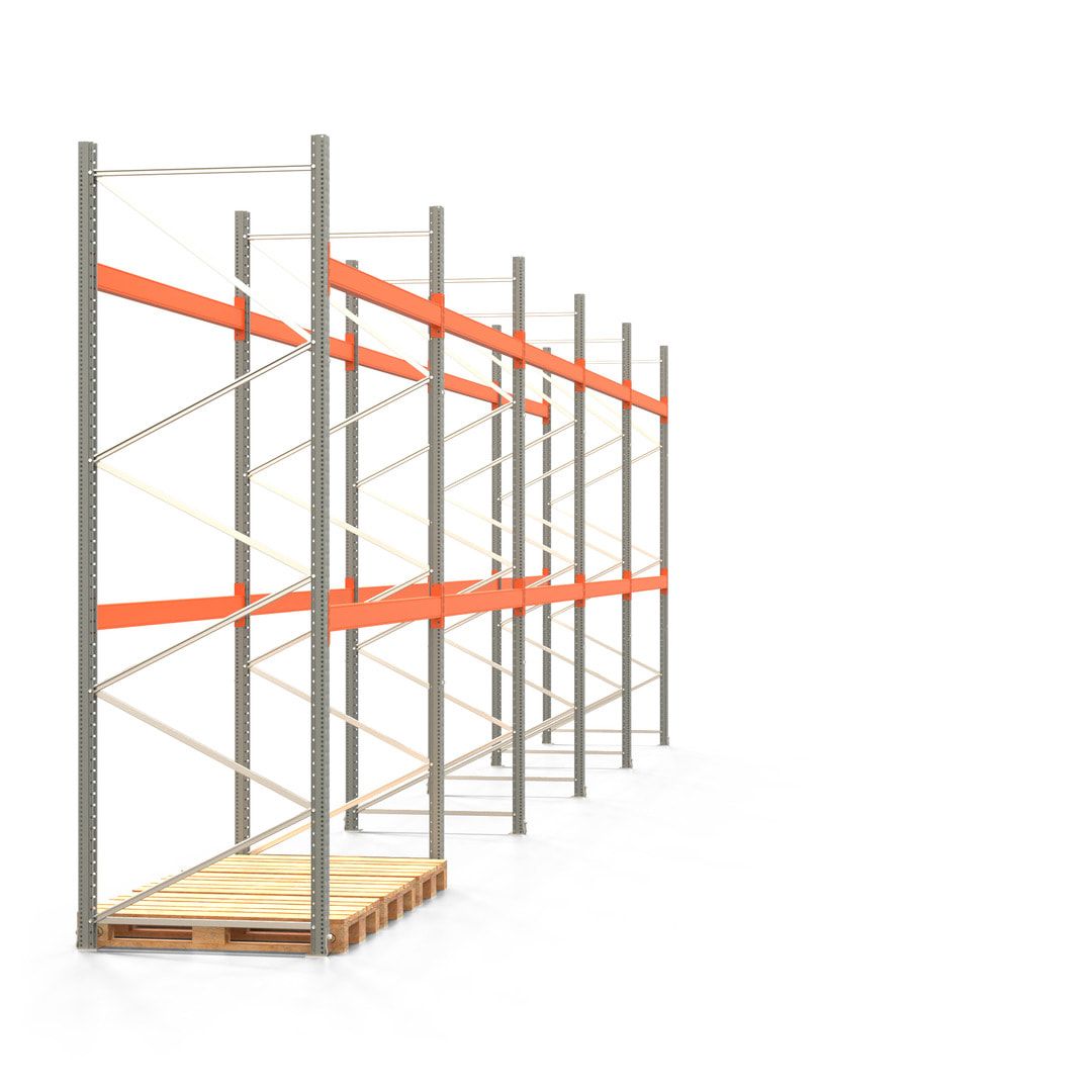Palettenregal ARTUS - 3 Ebenen - Fachlast 2.100 kg - 3.500 x 11.225 x 1.100 mm (HxBxT) - 4 Felder - Schwerlastregal