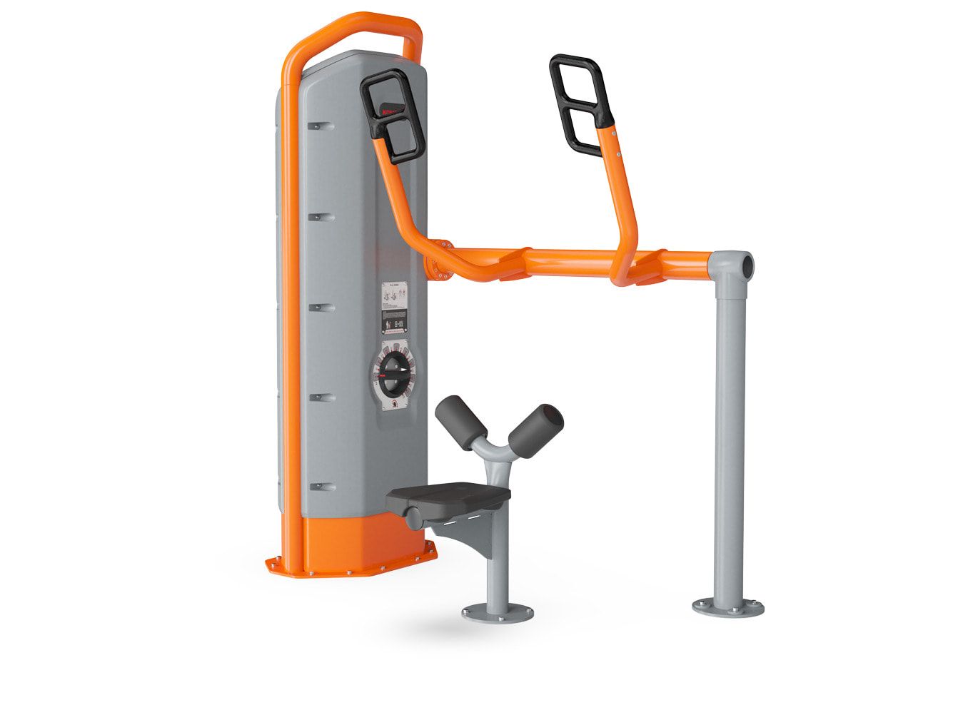 Latzug Pro, Schulter-Ellbogentraining, 80 kg Gewichte anpassbar mutlifunktionale Griffe, Gehäuse geschlossen, 2.140 x 1.160 x 1.900 mm (HxBxT), Orange