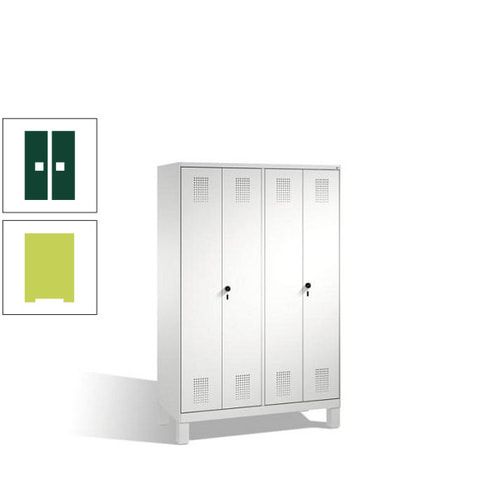 Doppel-Spind, Doppeltüren, Garderobenschrank mit Füßen, 4 Abteile a 300 mm, Korpus anthrazitgrau, Tür anthrazitgrau, 1.850 x 1.200 x 500 mm (HxBxT)