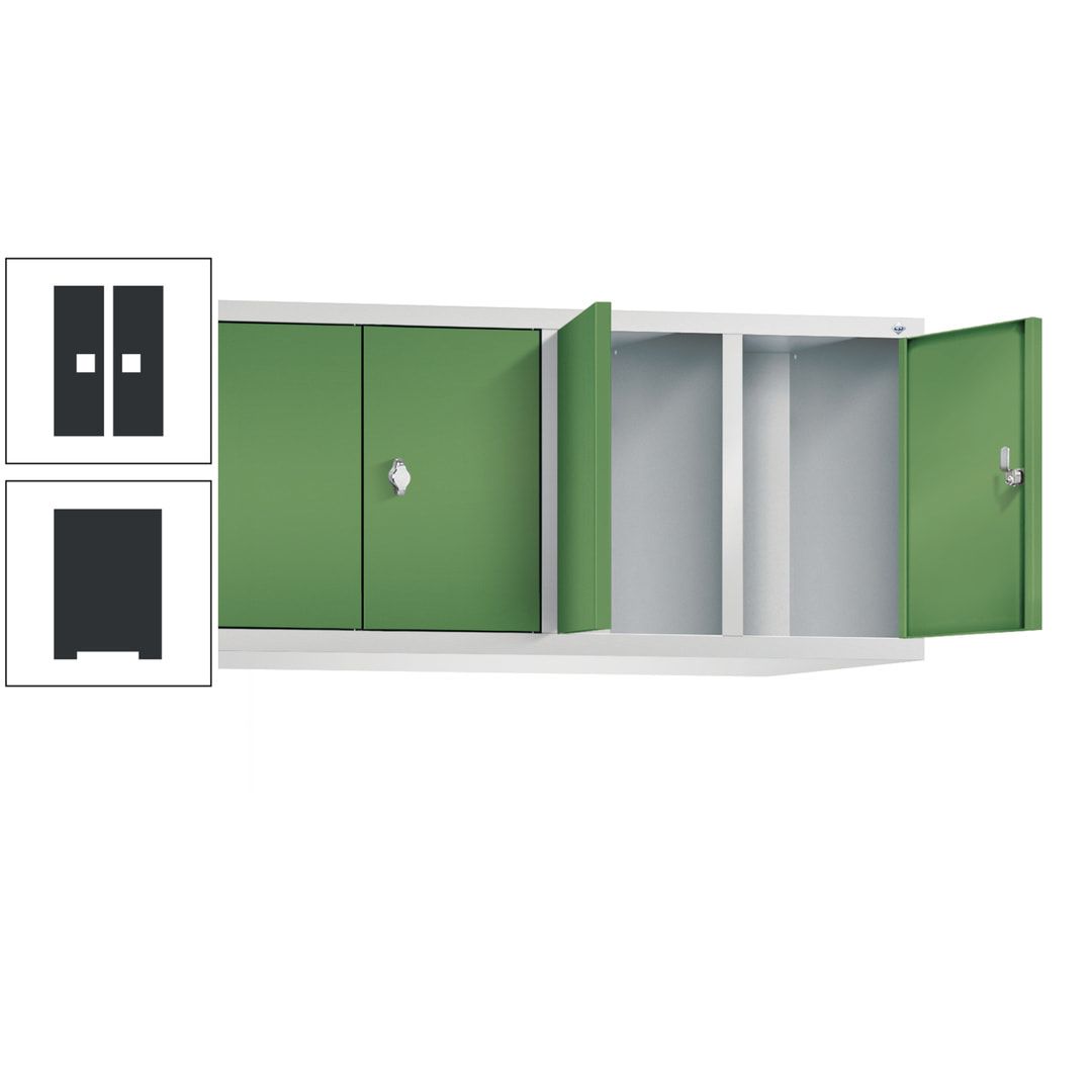 Aufsatzschrank für Spinde und Schließfachschränke, Doppeltüren, 4 Abteile, Korpus anthrazitgrau, Türfarbe anthrazitgrau, 500 x 1.190 x 500 mm (HxBxT)