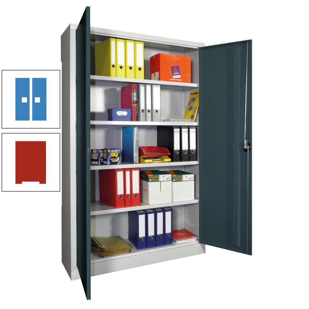 Aktenschrank - Vollblechtüren - 1.950x1.200x400 mm (HxBxT) - 4 Einlegeböden verzinkt - Zylinderschloss - anthrazitgrau