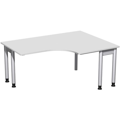 Eckschreibtisch, Eckteil 800 mm, rechts, Füße einseitig verkürzt, 4-Fuß Pro, höhenverstellbar, 680-800 x 1.600 x 1.200 mm (HxBxT), Dekor Ahorn