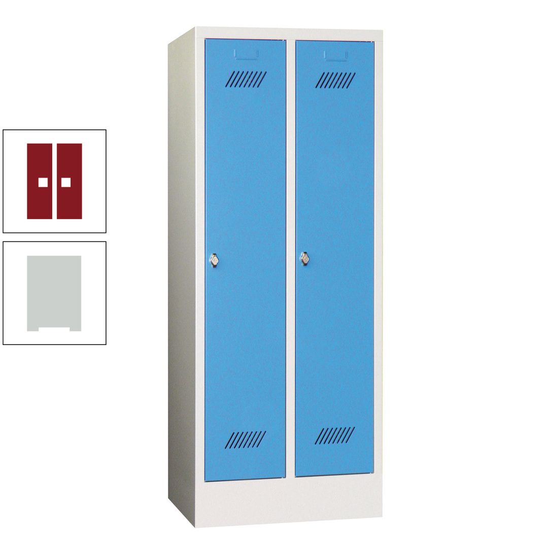Spindschrank f. Schulen - mit Sockel - Höhe 1.600 mm - 2 Abteile a 300 mm - Drehriegel - anthrazitgrau