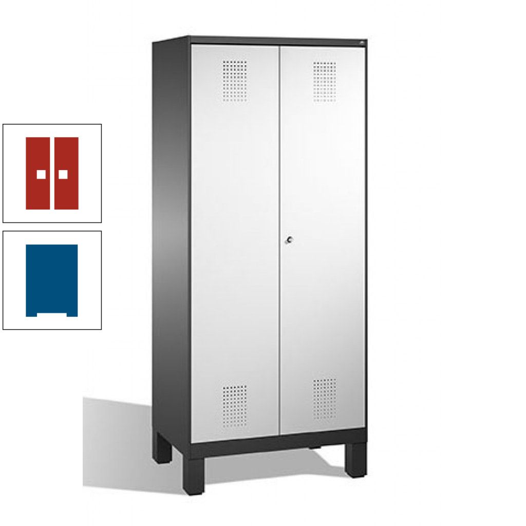 Mehrzweckschrank, Doppeltüren, auf Füßen, 2 Abteile a 400 mm, Korpus anthrazitgrau, Tür anthrazitgrau, 1.850 x 800 x 500 mm (HxBxT)