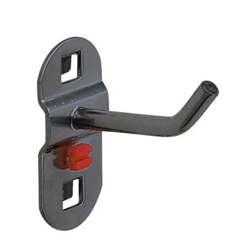 Werkzeughalter mit schrägem Hakenende, für Lochplatte, Schraubsystem, Länge 100 mm, Durchmesser 6 mm, Stahl, Kunststoff, Farbe Aluminium