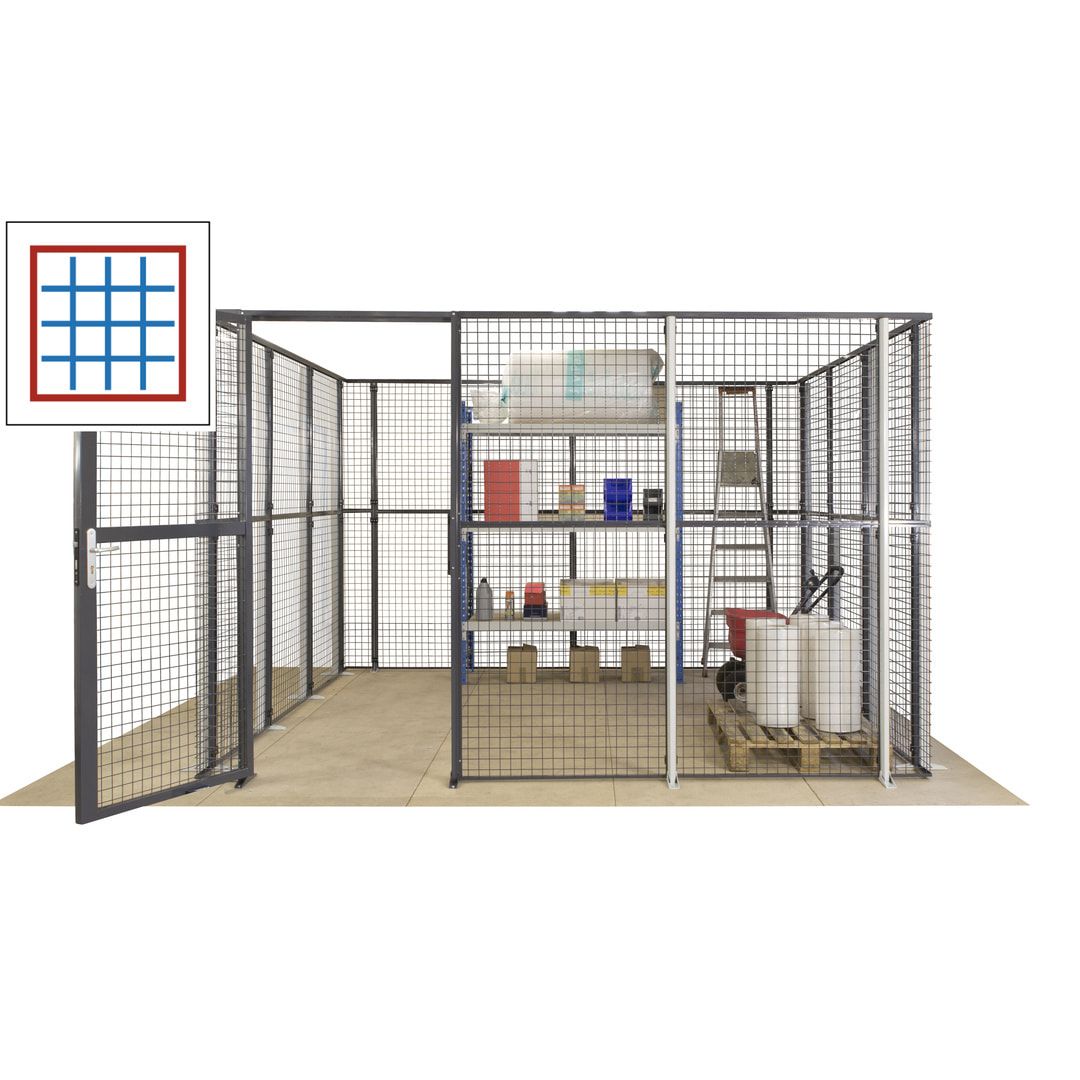 Maschinen Schutzgitter - Hallentrennwand - Sicherheitszaun - Tür - 72 m - 2.200 x 21.400 x 15.400 mm (HxBxT) - enzianblau