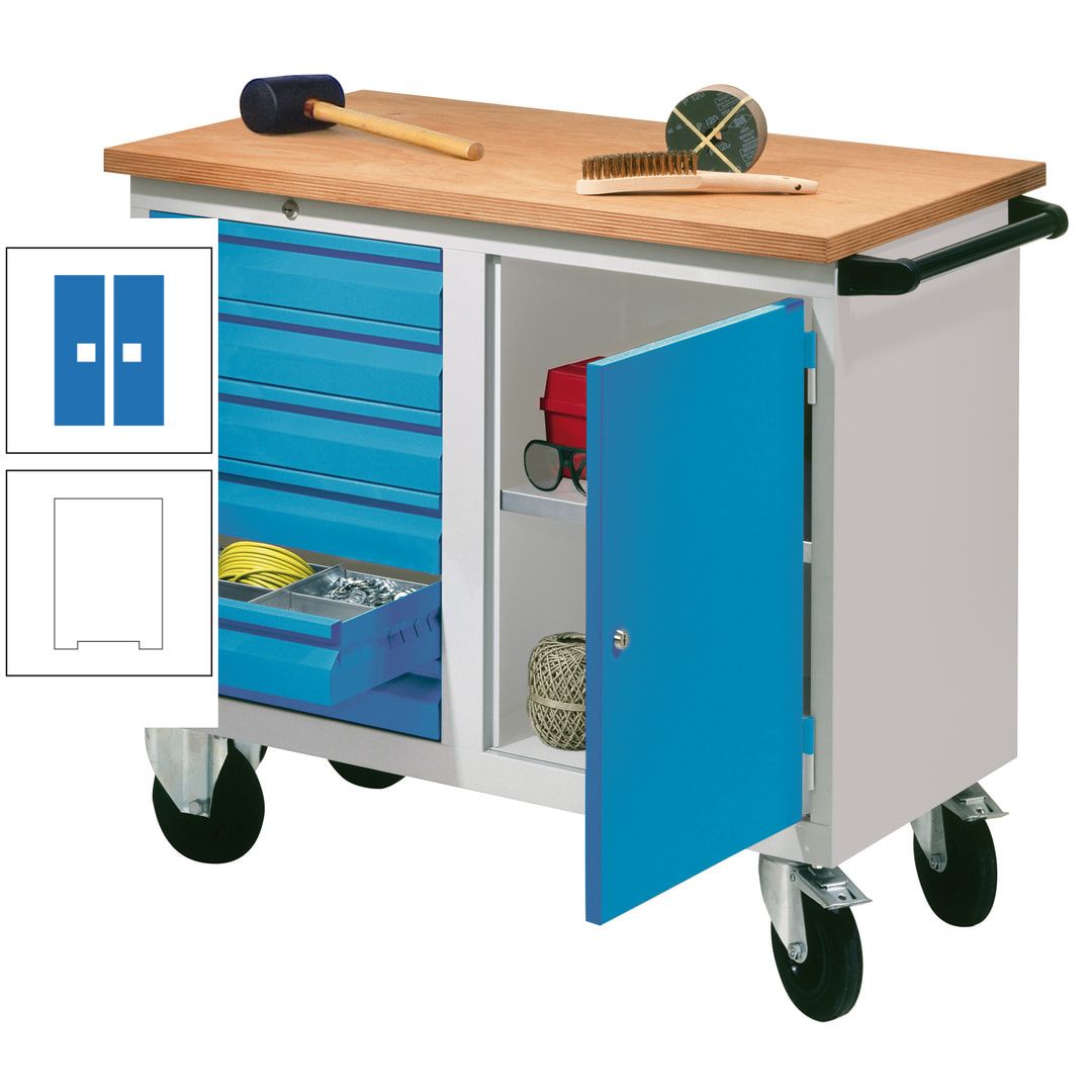Mobile Werkbank - Werkstattwagen - 915 x 1.090 x 600 mm - 6 Schubladen und Schrankfach - anthrazitgrau