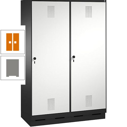 Doppel-Spind, Garderobenschrank, 2 Türen für 4 Abteile a 300 mm, Korpus anthrazitgrau, Türen anthrazitgrau, 1.800 x 1.200 x 500 mm (HxBxT)