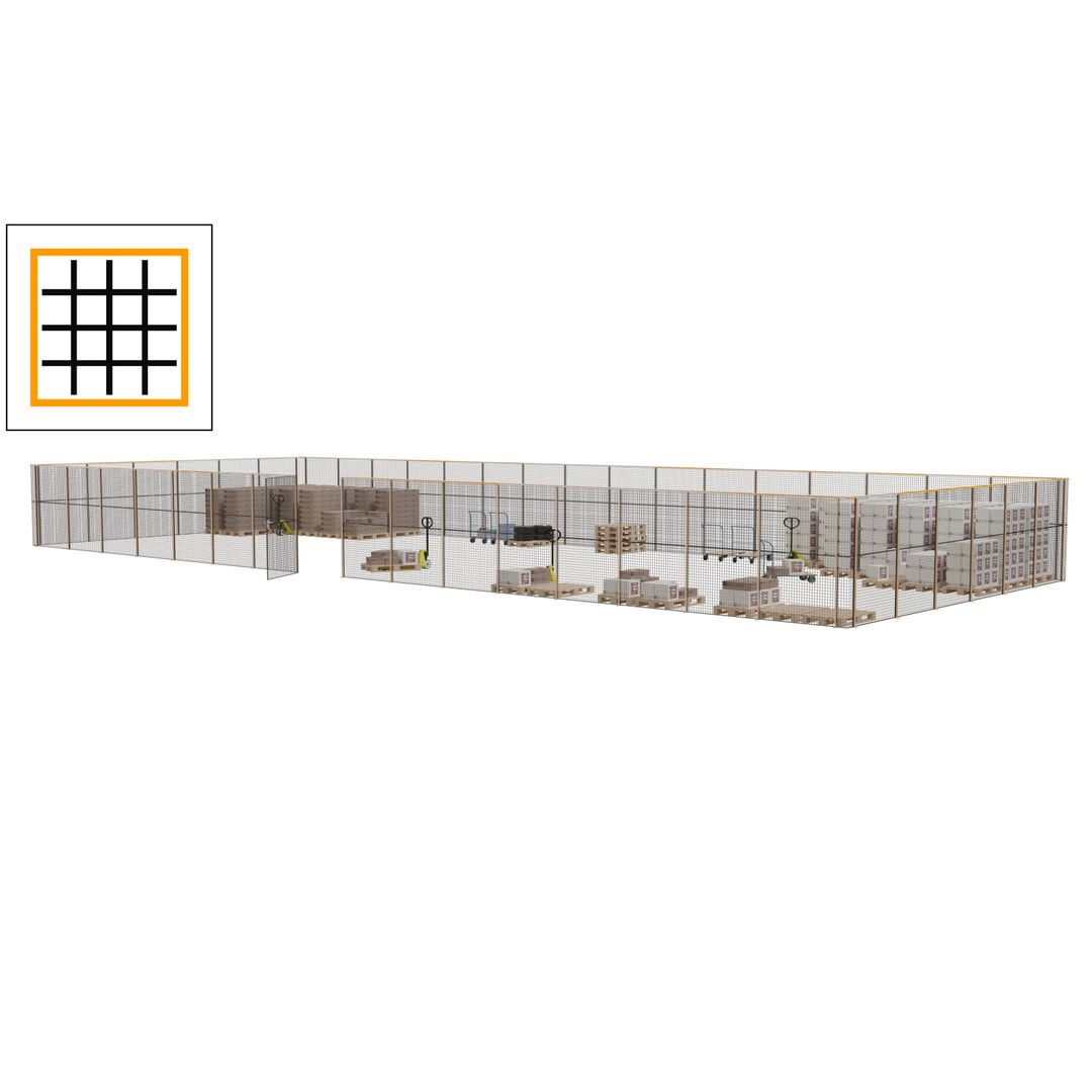 Maschinen Schutzgitter - Hallentrennwand - Sicherheitszaun - Tür - 66 m - 2.200 x 24.400 x 9.400 mm (HxBxT) - enzianblau