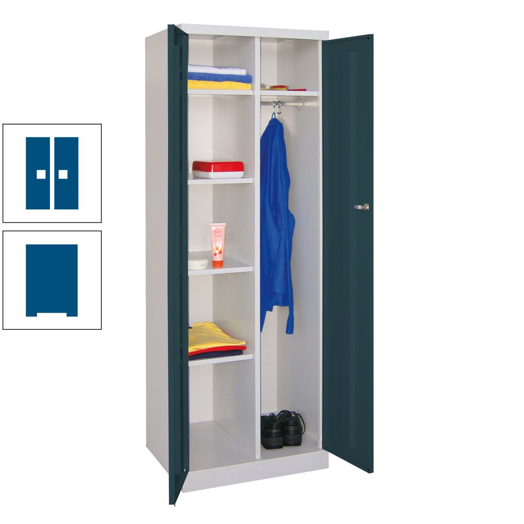 Kleiderschrank mit Sockel - Spind - 1 Abteil mit Trennwand - 1.800x600x500 mm (HxBxT) - Zylinderschloss - anthrazitgrau