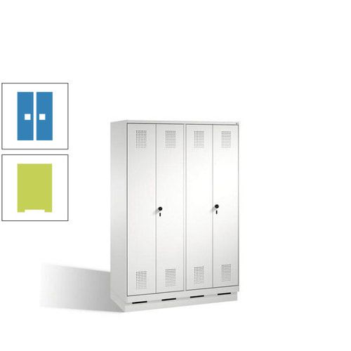 Doppel-Spind, Doppeltüren, Garderobenschrank mit Sockel, 4 Abteile a 300 mm, Korpus anthrazitgrau, Tür anthrazitgrau, 1.800 x 1.200 x 500 mm (HxBxT)