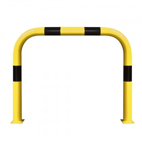 Extra starker Rammschutz-Bügel, Outdoor, Anfahrschutz aus Gütestahl, 1.200 mm Höhe, 1.000 mm Breite, feuerverzinkt und gelb kunststoffbeschichtet