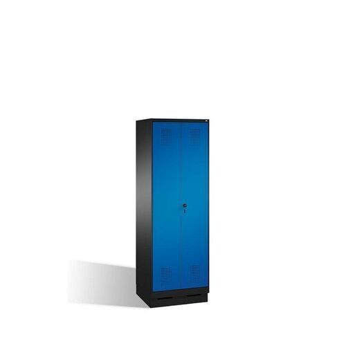 Doppel-Spind, Doppeltüren, Garderobenschrank mit Sockel, 2 Abteile a 300 mm, Korpus anthrazitgrau, Tür anthrazitgrau, 1.800 x 600 x 500 mm (HxBxT)