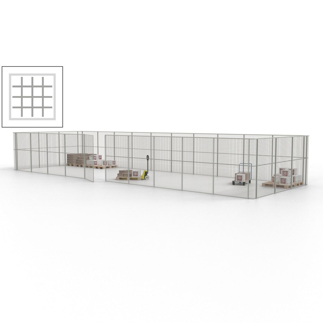Maschinen Schutzgitter - Hallentrennwand - Sicherheitszaun - Tür - 39 m - 2.200 x 15.400 x 4.900 mm (HxBxT) - enzianblau