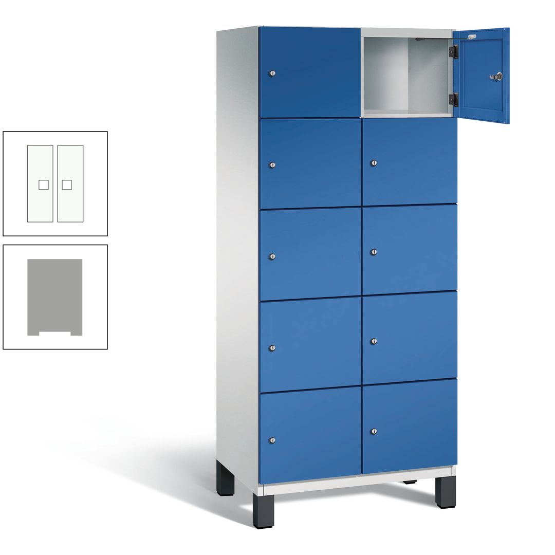 Fächerschrank, Stahlschrank, 10 Fächer, Türöffnungsbegrenzer, Füße, 1.980 x 800 x 525 mm (HxBxT), Korpus anthrazitgrau, Front anthrazitgrau