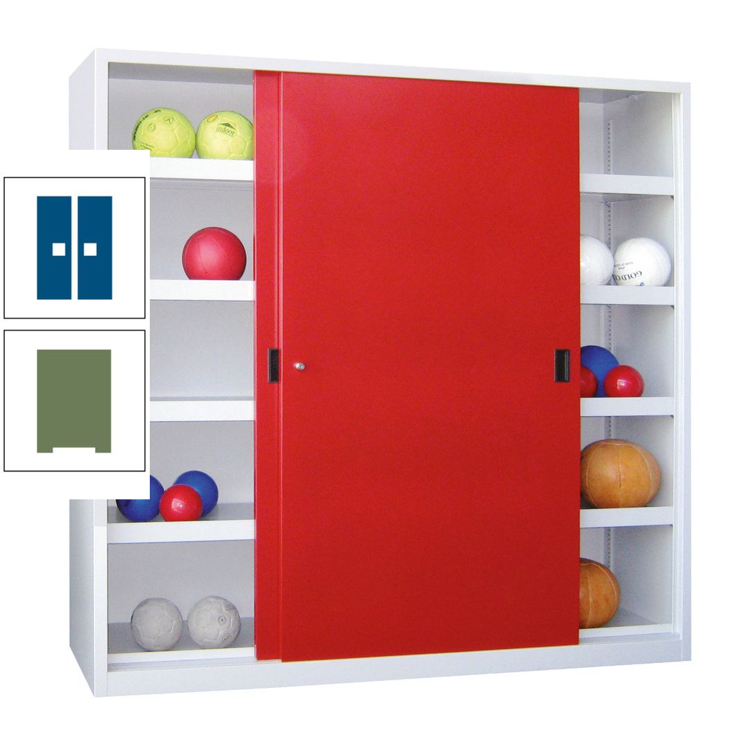 Ballschrank - Schiebetüren - Trennwand - 8 Böden - 1.950x1.500x600 mm (HxBxT) - anthrazitgrau
