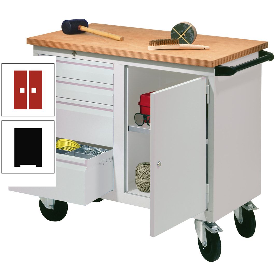 Mobile Werkbank - Werkstattwagen - 915 x 1.090 x 600 mm - 4 Schubladen und Schrankfach - anthrazitgrau