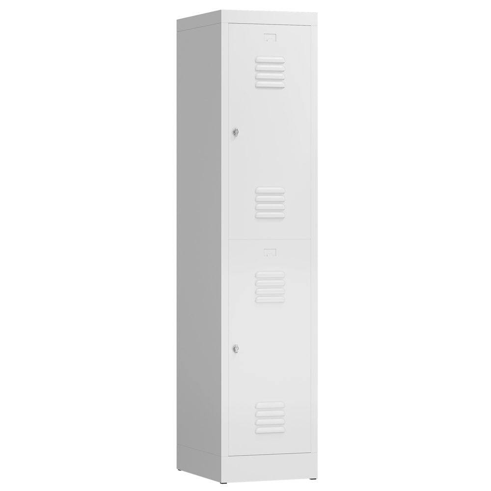 Garderobenschrank, Doppelstockspind, 1 Abteil, 2 Fächer, 1.800 x 415 x 500 mm (HxBxT), Drehriegel, Stahl, Korpus: lichtgrau, Front: anthrazitgrau