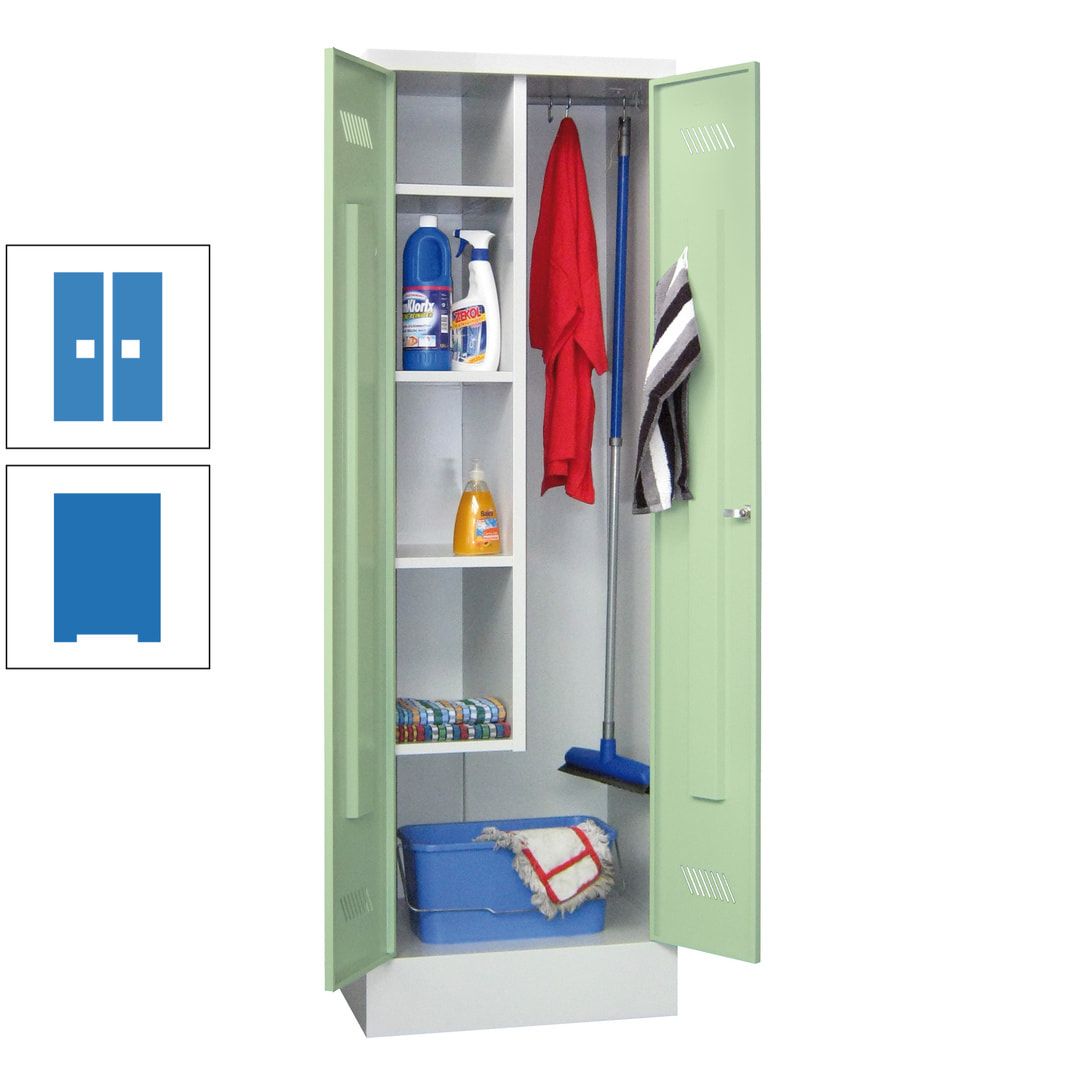 Putzschrank mit Sockel - 1 Abteil mit Trennwand - 1.850x600x500 mm (HxBxT) - Drehriegel - anthrazitgrau