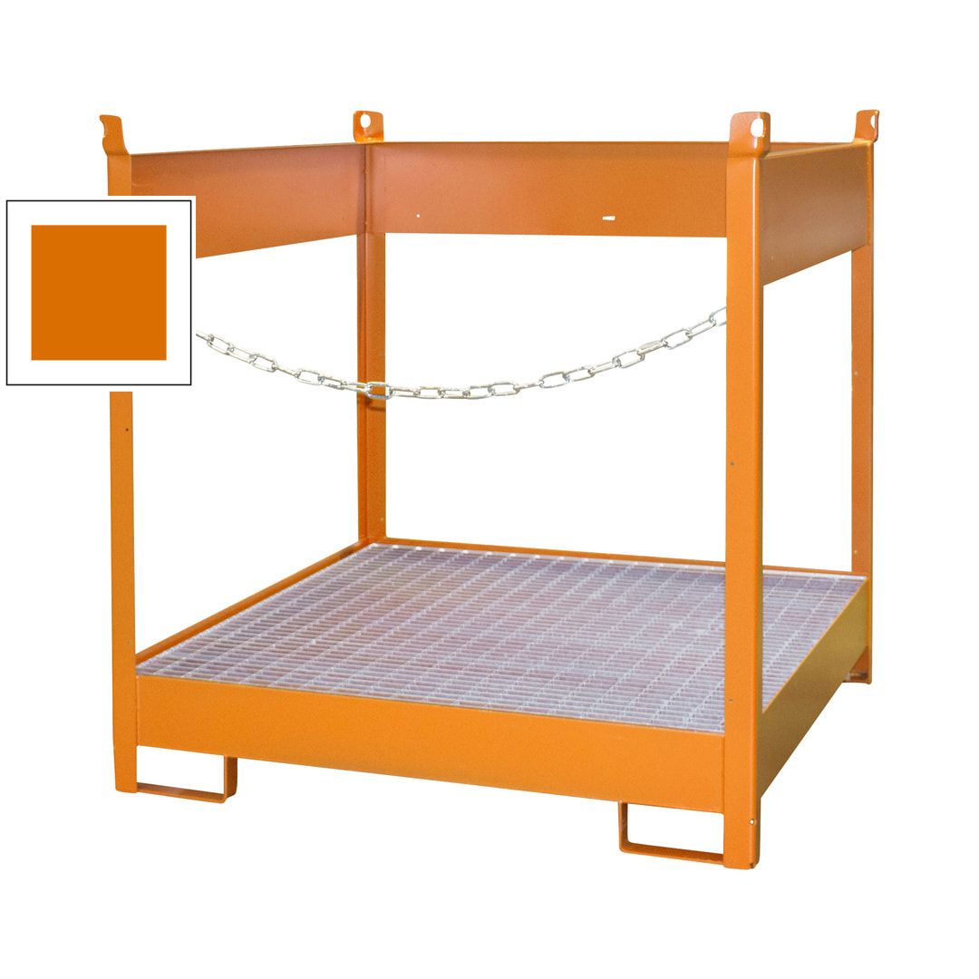 Fass-Stapelpalette - für 4 x 200-l-Fässer - Volumen 220 l - 1.435 x 1.410 x 1.410 mm (HxBxT) - offene Seiten - feuerrot