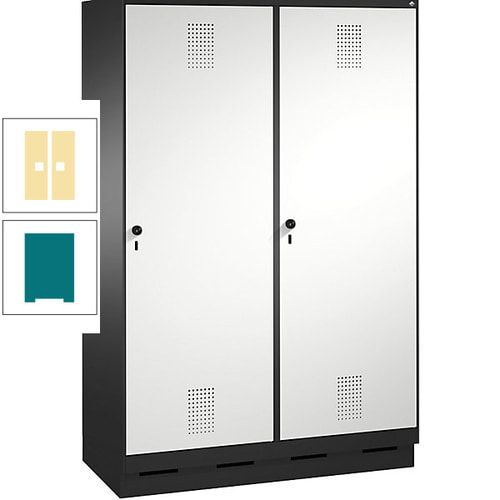 Doppel-Spind, Garderobenschrank, 2 Türen für 4 Abteile a 300 mm, Korpus anthrazitgrau, Türen anthrazitgrau, 1.800 x 1.200 x 500 mm (HxBxT)