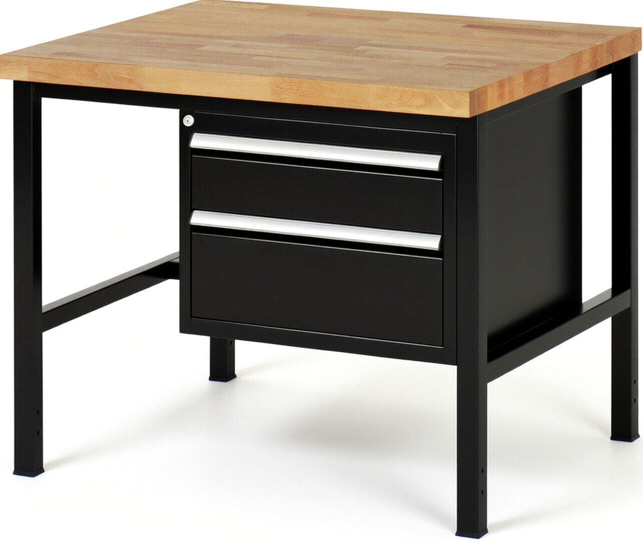 Werkbank - 2 Schubladen - Teilauszug - 150:1 / 210:1 - Höhe 840-1.040 mm - 1.000 x 900 mm - 1.250 kg - Buche - Anthrazitgrau