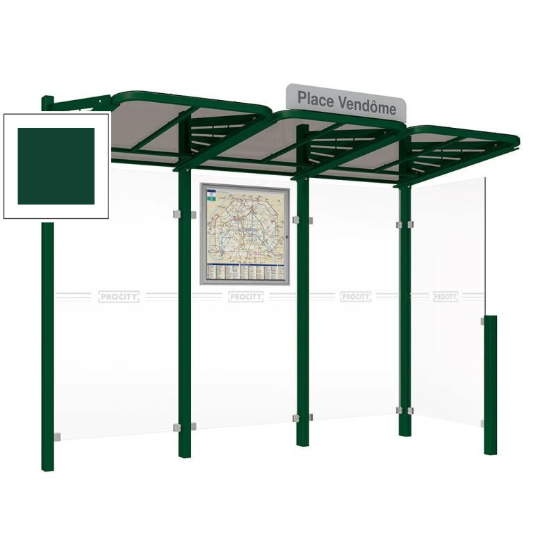 Buswartehalle - Unterstand - modular - Fahrplankasten - Haltestellenschild - Seitenwand rechts - 2.200 x 3.000 x 1.500 mm (HxBxT) - enzianblau