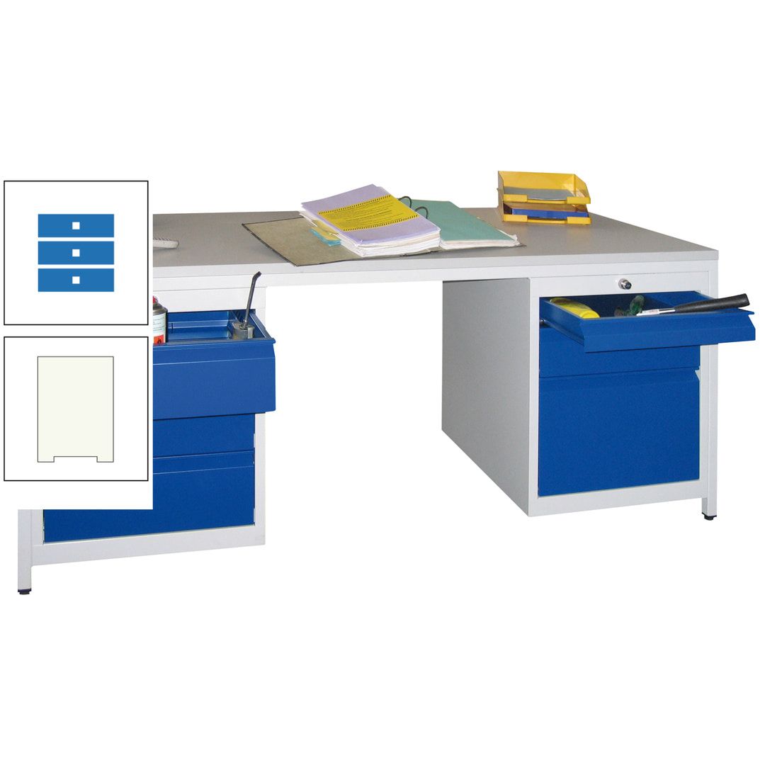 Meisterschreibtisch - 6 Schubladen, 75 / 125 / 150 / 175 / 300 mm - 720 x 1.700 x 800 mm (HxBxT) - anthrazitgrau