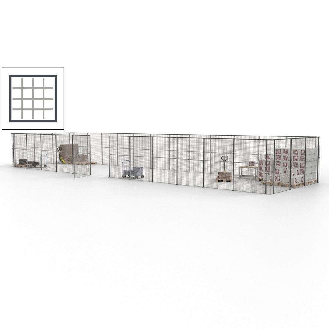 Maschinen Schutzgitter - Hallentrennwand - Sicherheitszaun - Tür - 45 m - 2.200 x 18.400 x 4.900 mm (HxBxT) - enzianblau