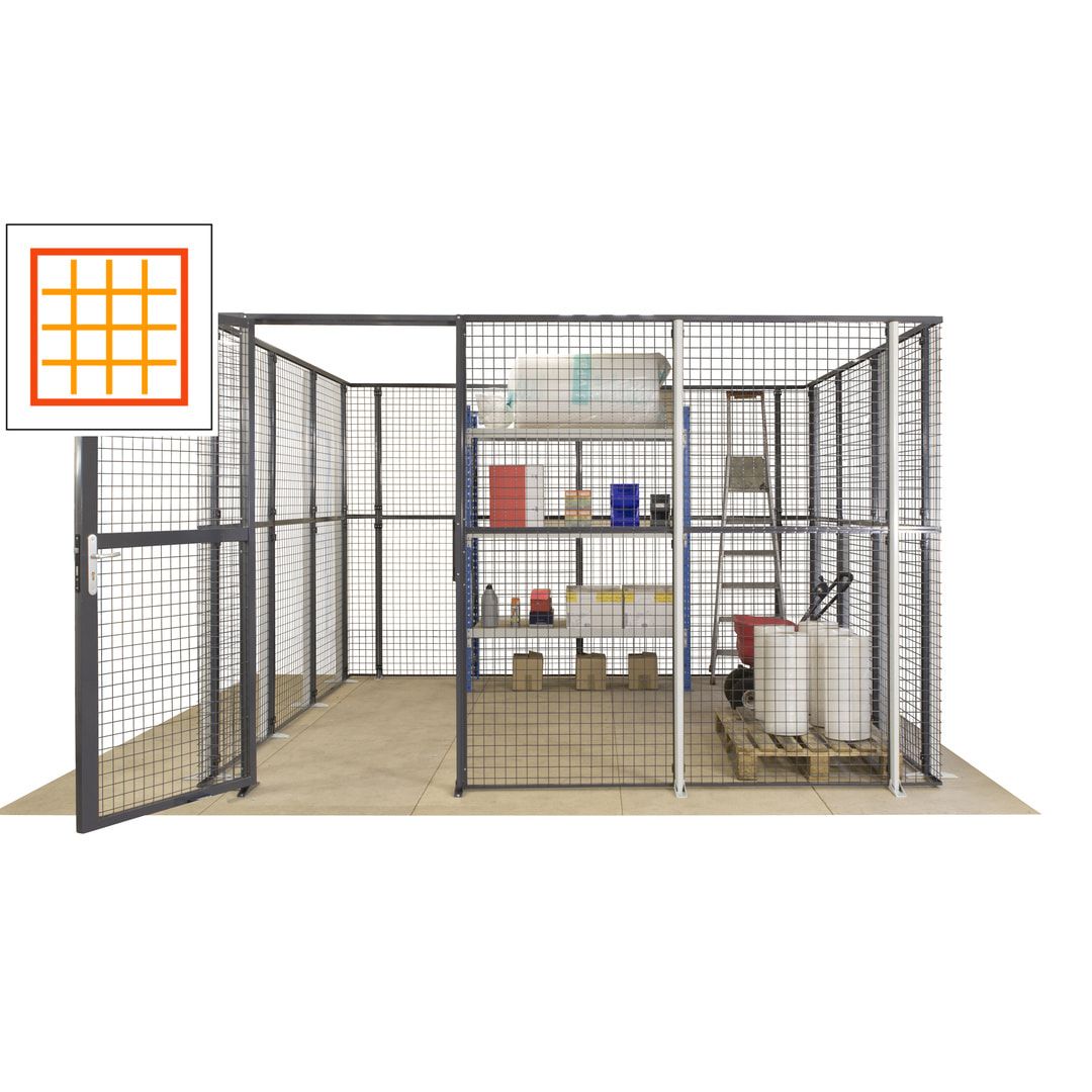 Maschinen Schutzgitter - Hallentrennwand - Sicherheitszaun - Tür - 72 m - 2.200 x 21.400 x 15.400 mm (HxBxT) - enzianblau