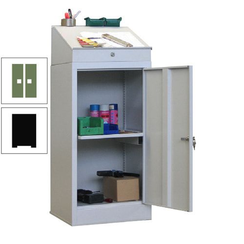 Stehpult mit Schrank - Vollblechtür - Zylinderschloss - 1 Ausziehboden - 1.270x500x500 mm (HxBxT) - anthrazitgrau