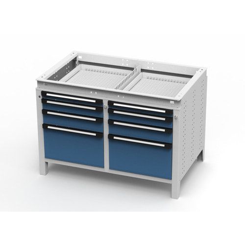 OTTOKIND Werkbank - bündige Arbeitsplatte - 850 x 1.150 x 750 mm (HxBxT) - 8 Schubladen - lichtgrau