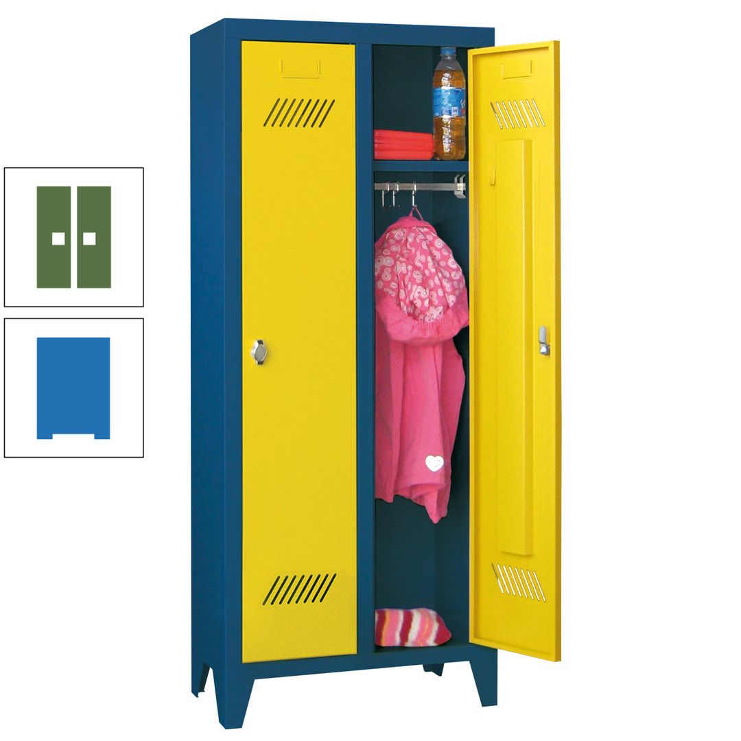 Spindschrank f. Kindergärten - mit Füßen - Höhe 1.300 mm - 2 Abteile a 250 mm - Zylinderschloss - anthrazitgrau