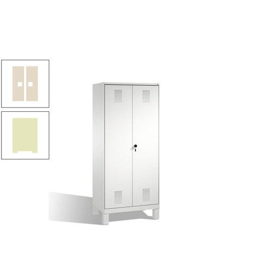 Doppel-Spind, Doppeltüren, Garderobenschrank mit Füßen, 2 Abteile a 400 mm, Korpus anthrazitgrau, Tür anthrazitgrau, 1.850 x 800 x 500 mm (HxBxT)