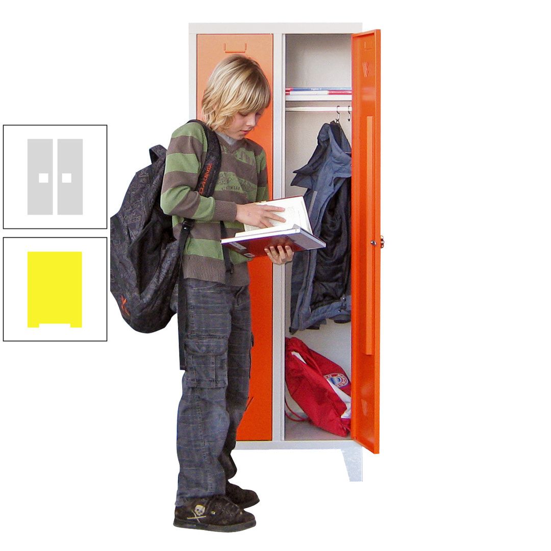 Spindschrank f. Schulen - mit Füßen - Höhe 1.600 mm - 3 Abteile a 300 mm - Drehriegel - anthrazitgrau