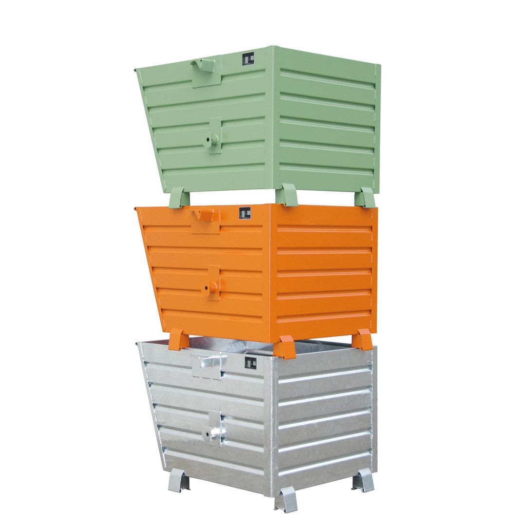 BAUER Stapelkipper 300 l - 500 kg - 600 x 600 x 800 mm (HxBxT) - 3-Fach stapelbar - blau
