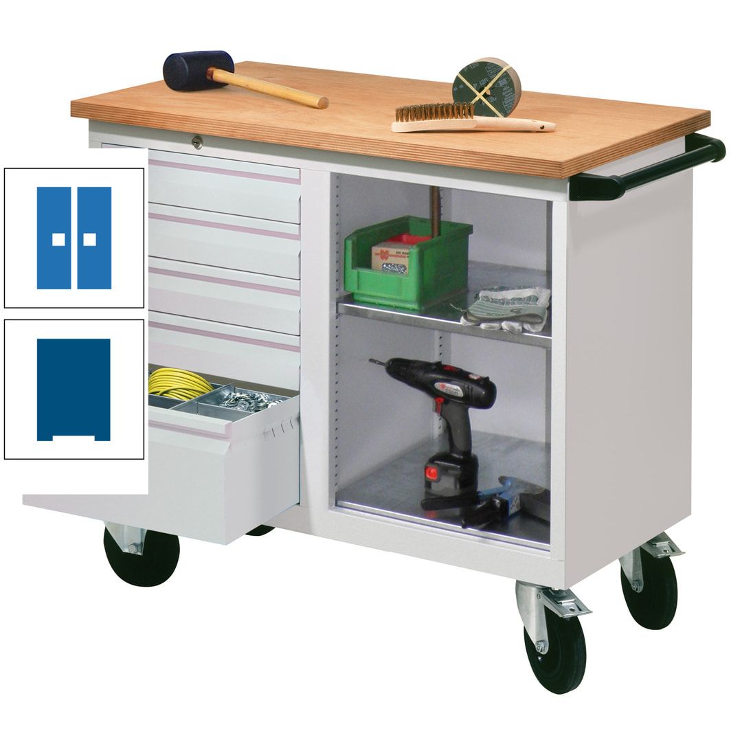 Mobile Werkbank - Werkstattwagen - 915 x 1.090 x 600 mm - 5 Schubladen und Ablagefach - anthrazitgrau