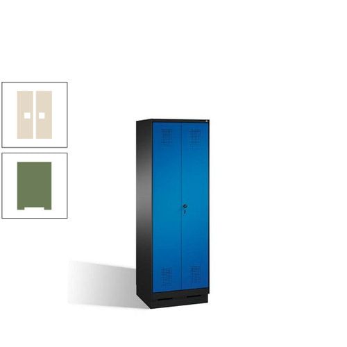 Doppel-Spind, Doppeltüren, Garderobenschrank mit Sockel, 2 Abteile a 300 mm, Korpus anthrazitgrau, Tür anthrazitgrau, 1.800 x 600 x 500 mm (HxBxT)