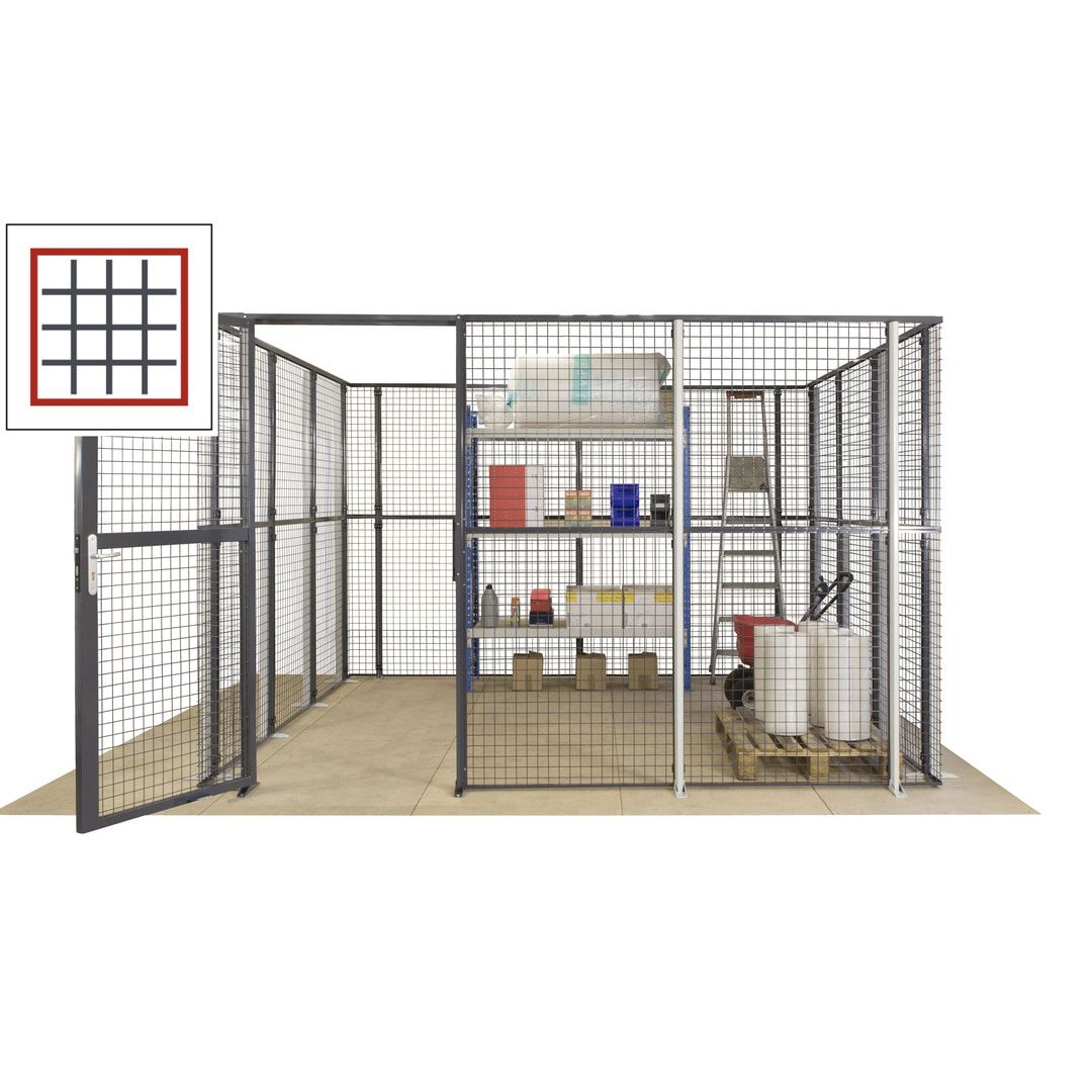 Maschinen Schutzgitter - Hallentrennwand - Sicherheitszaun - Tür - 72 m - 2.200 x 21.400 x 15.400 mm (HxBxT) - enzianblau