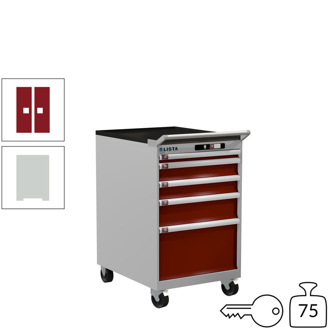 Lista Schubladenschrank - 14.374.010 - 990 x 564 x 725 mm (HxBxT) - 5 Schubladen - 75 kg - Key Lock - lichtblau (RAL 5012)