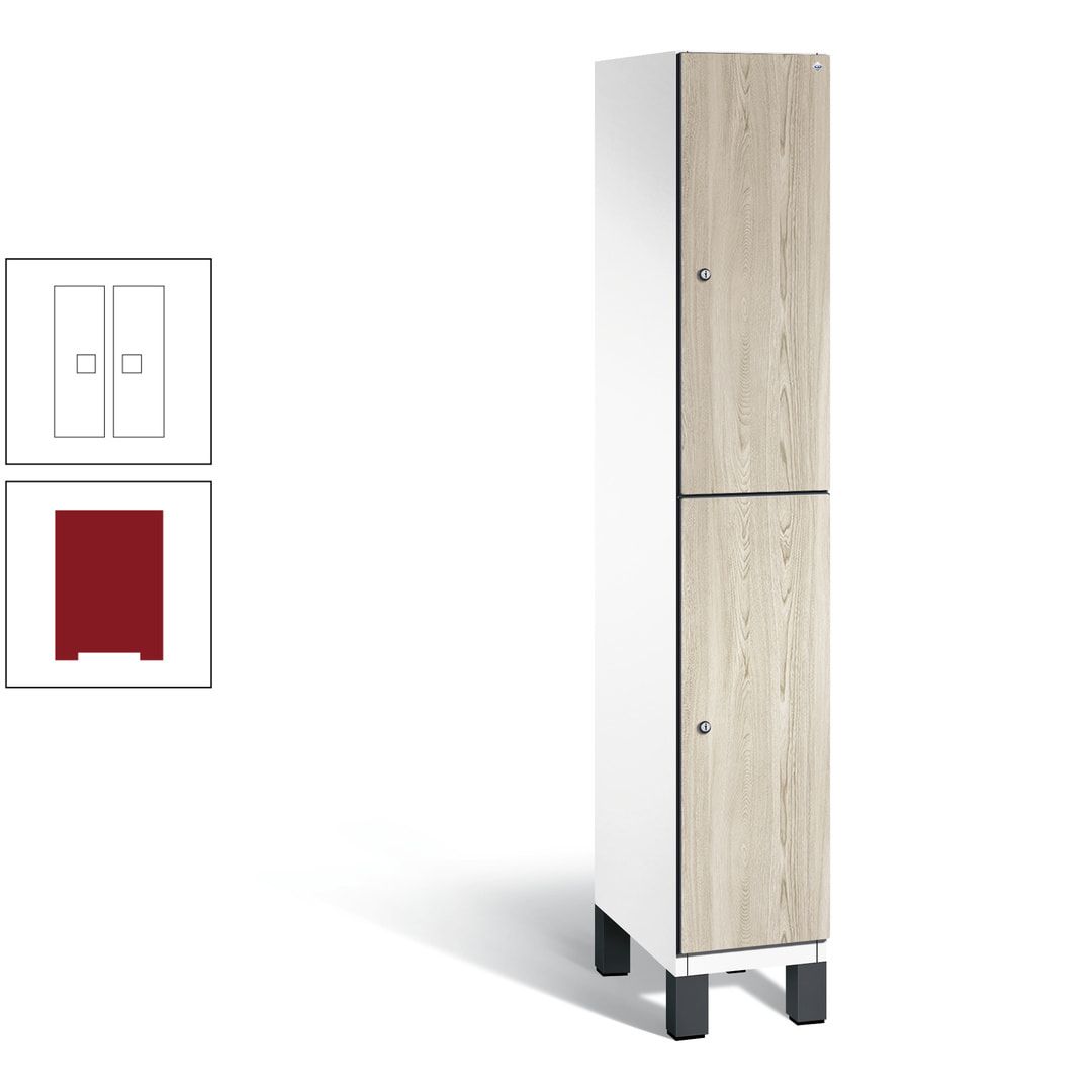 Fächerschrank, Garderobenschrank, mit Füßen, 1 Abteile, 1.980 x 300 x 525 mm (HxBxT), Korpus anthrazitgrau, Tür Donau-Ahorn