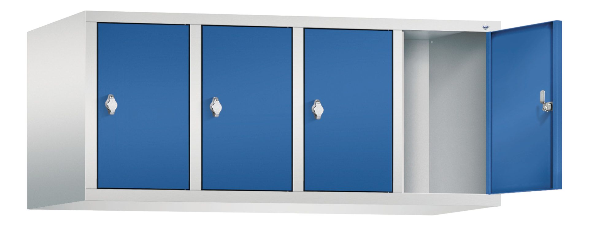 Aufsatzschrank für Spinde und Schließfachschränke, 4 Abteile, Korpus anthrazitgrau, Türen anthrazitgrau, 500 x 1.190 x 500 mm (HxBxT), Stahlschrank