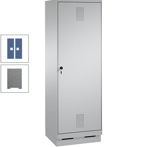 Doppel-Spind, Garderobenschrank, 1 Tür für 2 Abteile a 300 mm, Korpus anthrazitgrau, Türen anthrazitgrau, 1.800 x 600 x 500 mm (HxBxT)