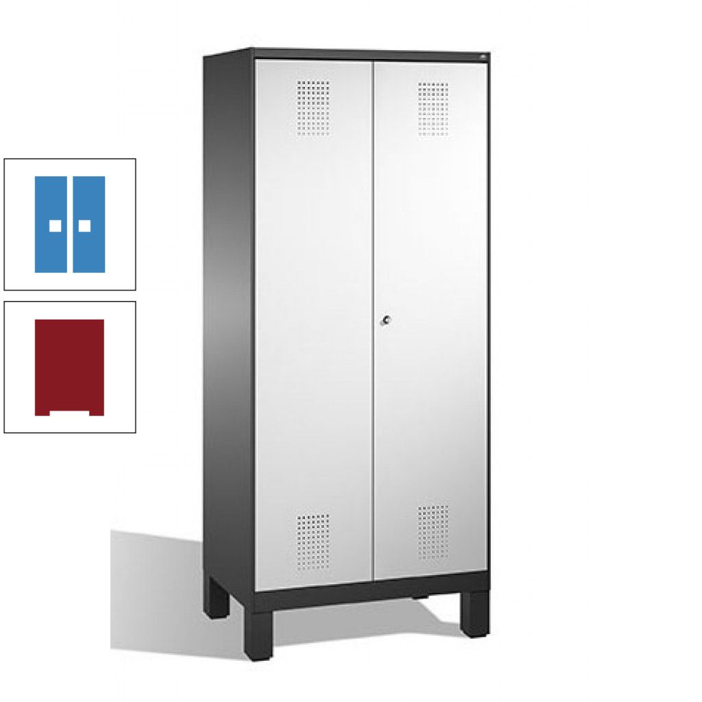 Mehrzweckschrank, Doppeltüren, auf Füßen, 2 Abteile a 400 mm, Korpus anthrazitgrau, Tür anthrazitgrau, 1.850 x 800 x 500 mm (HxBxT)